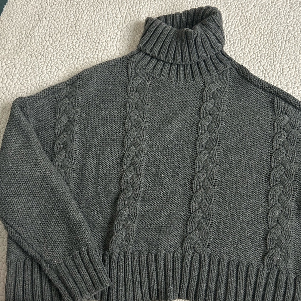 Calvin Klein Jeans Gray Ribbed Turtleneck Sweater